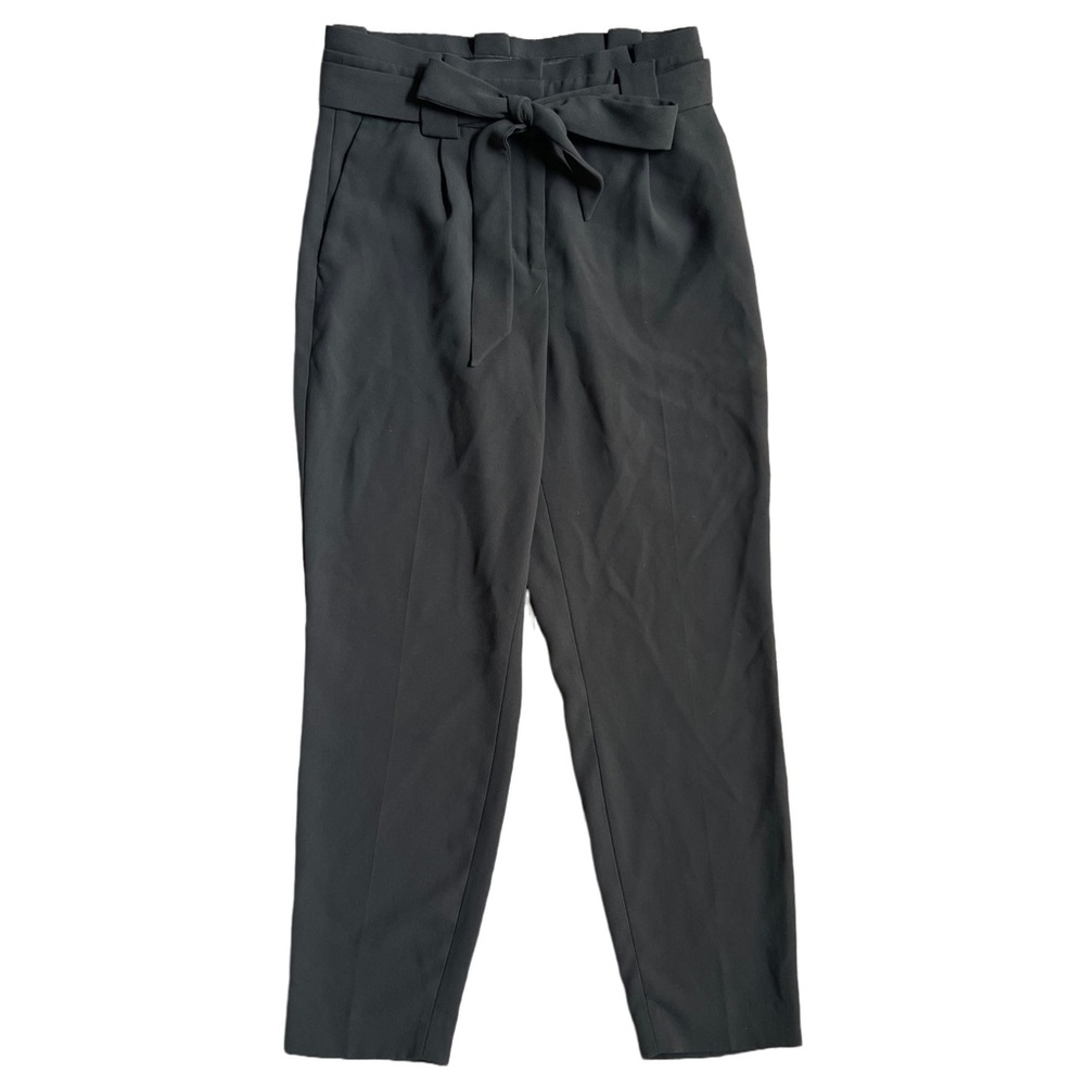 EXPRESS DARK GRAY HIGH WAISTED TIE FRONT PAPERBAG ANKLE PANTS SIZE 0S